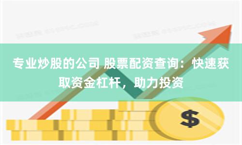 专业炒股的公司 股票配资查询：快速获取资金杠杆，助力投资